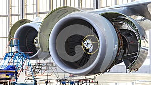 Airplane engines in maintenance