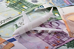 Airplane On Euro Banknotes