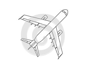 Airplane flat icon and logo. Outline Vector illustration