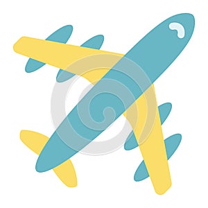 Airplane flat icon, travel and transport, aircraft