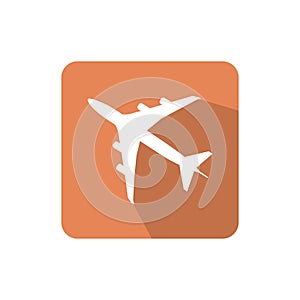 Airplane flat vector icon with color background