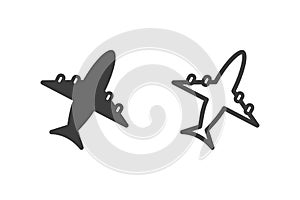Airplane flat vector illustration glyph style design with 2 style icons black and white.