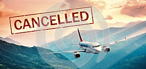 Airplane and flight cancellation. Canceled flights photo