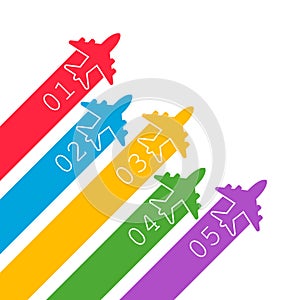 Airplane flight infographic icon in flat style. Plane travel banner vector illustration on white isolated background. Airline