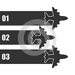 Airplane flight infographic icon in flat style. Plane travel banner vector illustration on white isolated background. Airline