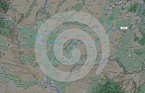 airplane flight path on sky maps