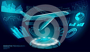 Airplane flying HUD screen analysis. Flight up tourism journey symbol concept speed travel symbol. Transportation