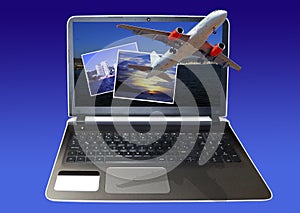 Airplane that when flying leaves the laptop photo