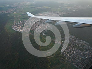 Airplane flying over Bayern, Germany