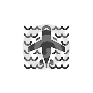 Airplane flying over the ocean vector icon