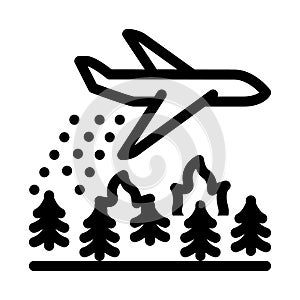 Airplane forest fire extinguishing icon vector outline illustration