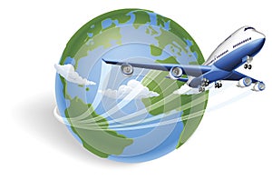 Airplane globe concept