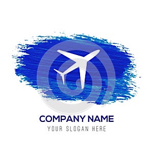 Airplane icon - Blue watercolor background photo