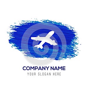 Airplane icon - Blue watercolor background photo
