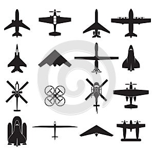 airplane icons set