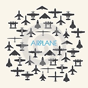 Airplane icons set Background