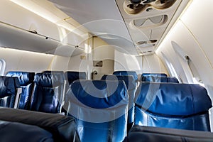 Airplane inside interior passenger airliner flying