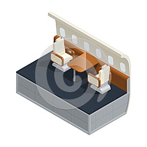 Airplane Interior Isometric Composition