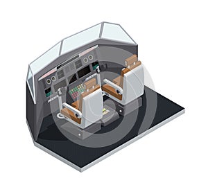 Airplane Interior Isometric Isolated Composition