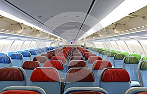 airplane interior with the seats