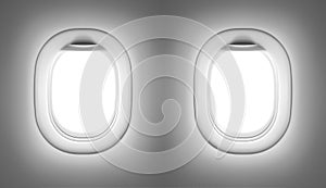 Airplane or jet interior with windows