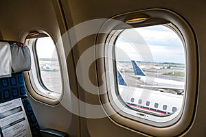 Airplane or jet windows interior