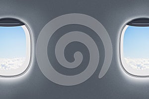 Airplane or jet windows interior