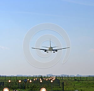 Airplane landing at airport