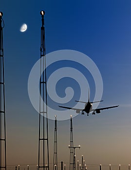 Airplane landing at airport