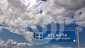 Airplane landing at Atlanta
