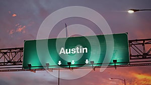 Airplane Landing Austin during a wonderful sunrise