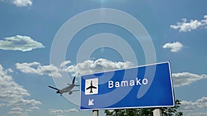 Airplane landing at Bamako Mali airport