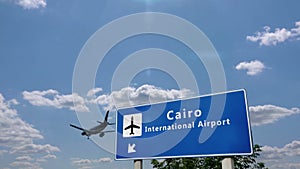 Airplane landing at Cairo