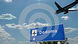 Airplane landing at Dodoma Tanzania airport