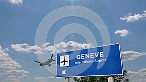 Airplane landing at Geneve