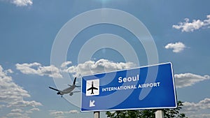 Airplane landing at Seoul