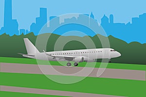 Airplane landing vector illustration