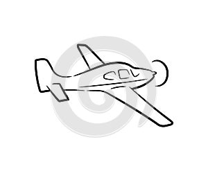 Airplane line art, air plane doodle art logo isolated on white background.