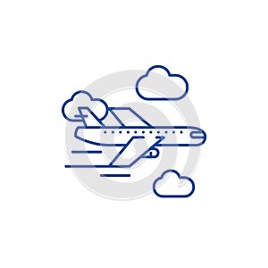 Airplane line icon concept. Airplane flat  vector symbol, sign, outline illustration.