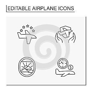 Airplane line icons set