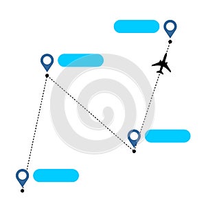 Airplane line path with straight segments with transfer pin map points.