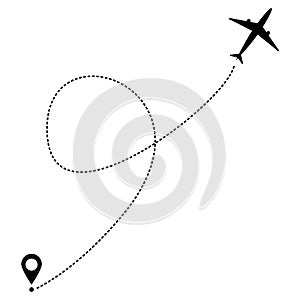 Airplane line path.Travel vector icon. Air travel