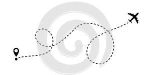 Airplane line path vector travel line icon photo