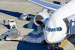 A airplane Loading on cargo.