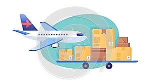 Airplane Loading Cargo Boxes Illustration, vector design Generative AI