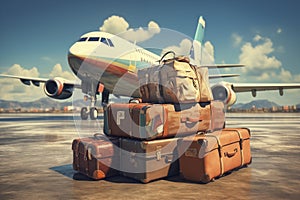 airplane and luggages by Generative AI