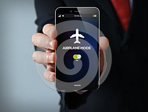 airplane mode businessman smartphone