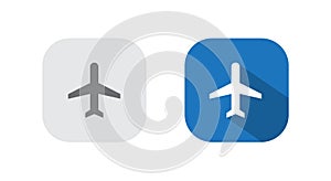 Airplane mode icon vector isolated on square button