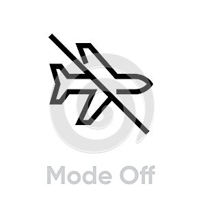 Airplane mode off icon. Editable line vector.