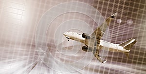 Airplane with motion blur background